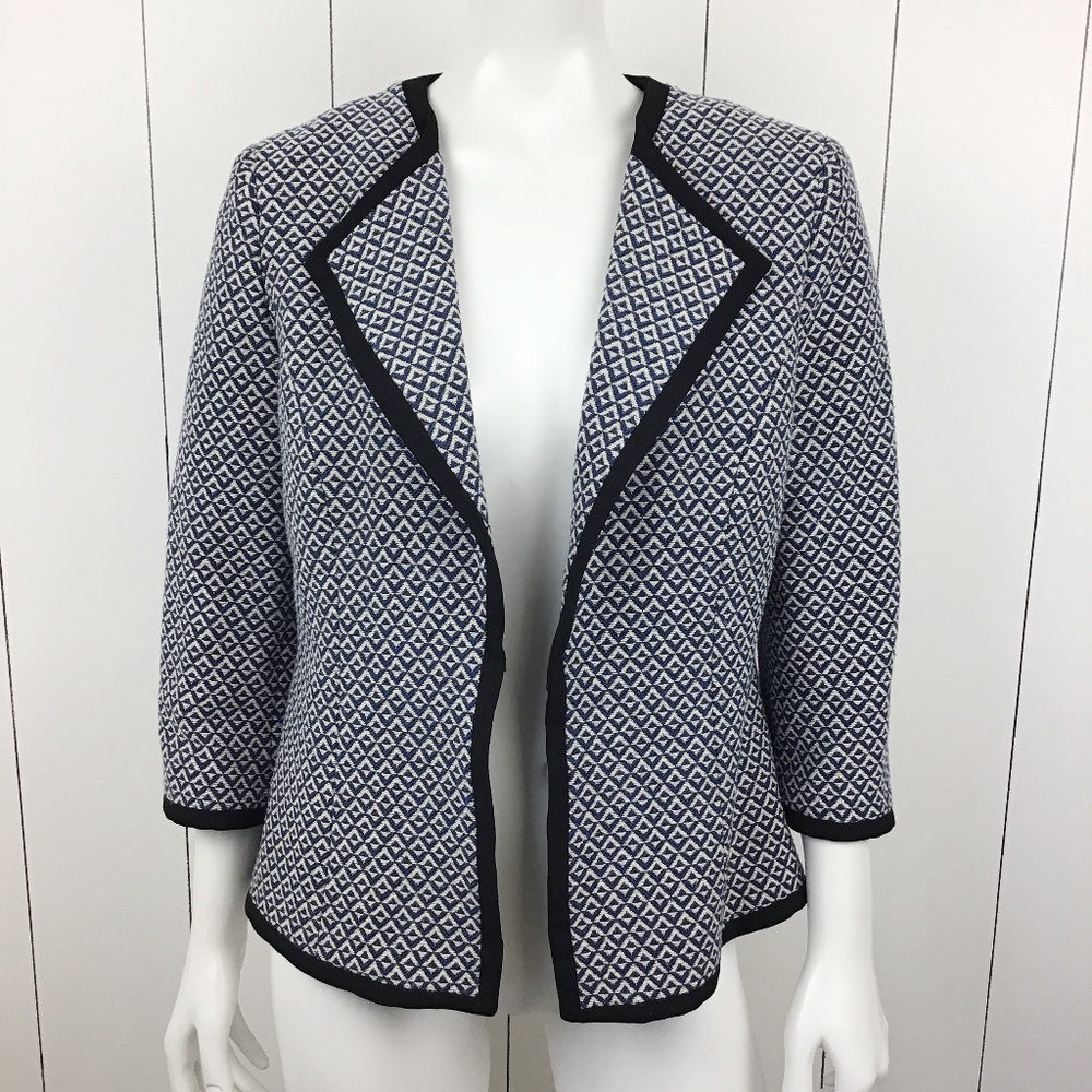 Kasper 8 Jacket Textured Tweed Blue White Black